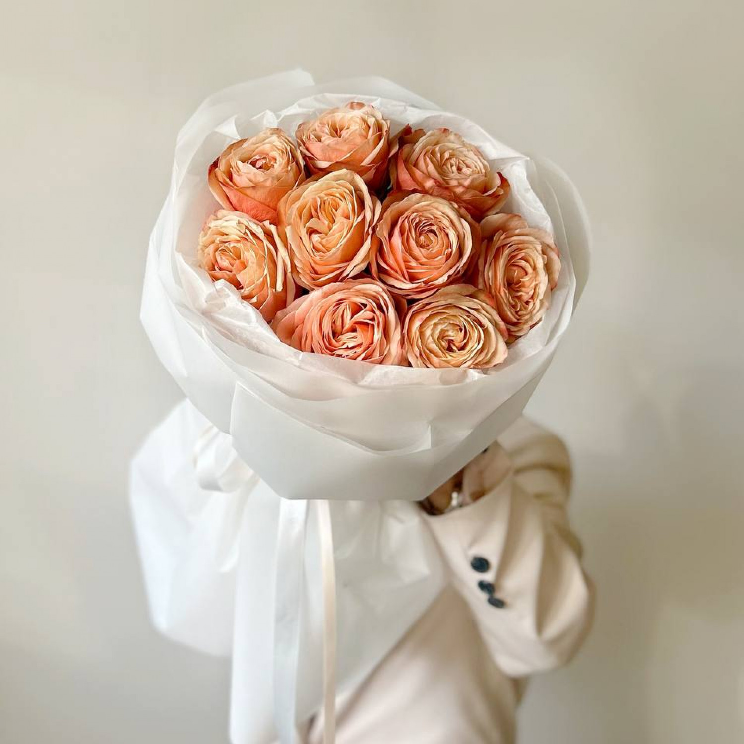 Монобукет из 9 пионовидных роз Кахала