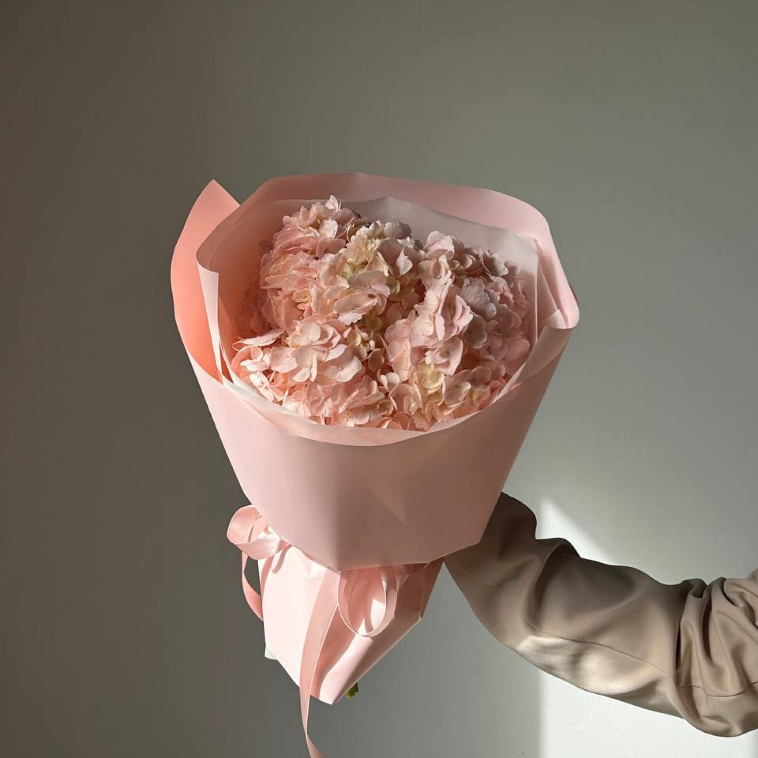 Монобукет из 3 розовых гортензий