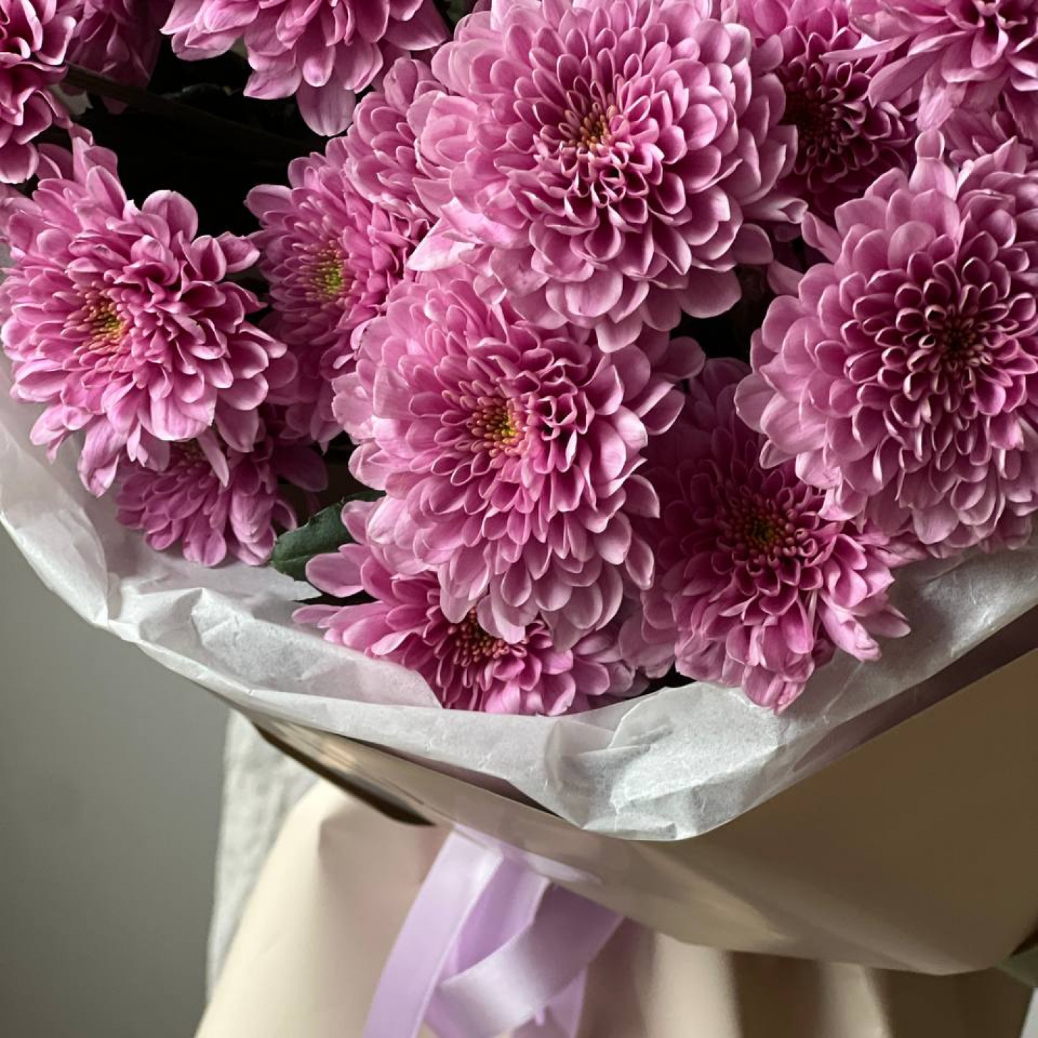 Монобукет из 5 кустовых хризантем