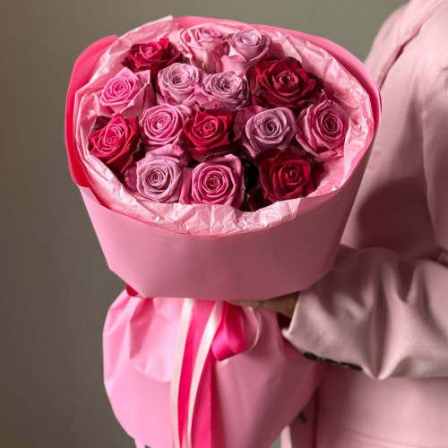 Монобукет из одноголовых роз микс 266